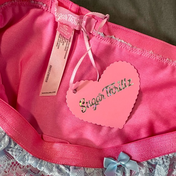 Sugar Thrillz for Dolls Kill Hot Pink Lace Trim Lingerie Set - Picture 5 of 8